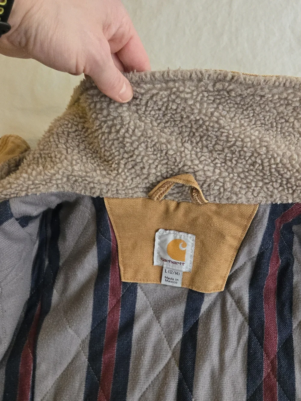 Carhartt Vintage Style Tan Canvas Sherpa Collar Field Jacket MKY - Picture 14 of 16